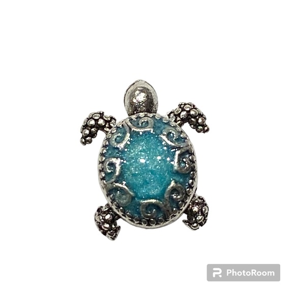 NEW•Silver & Turquoise Sea Turtle DIY charm - Picture 2 of 7